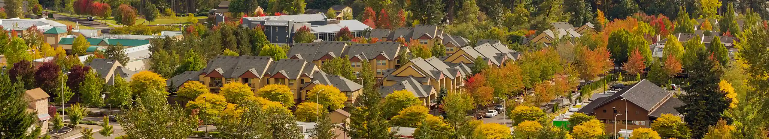 Aerial view of a neighborhood in Multnomah County OR